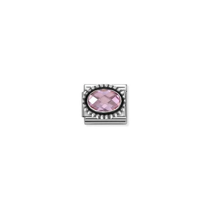NOMINATION ITALY Classic Silver Pink CZ Beaded Setting Charm