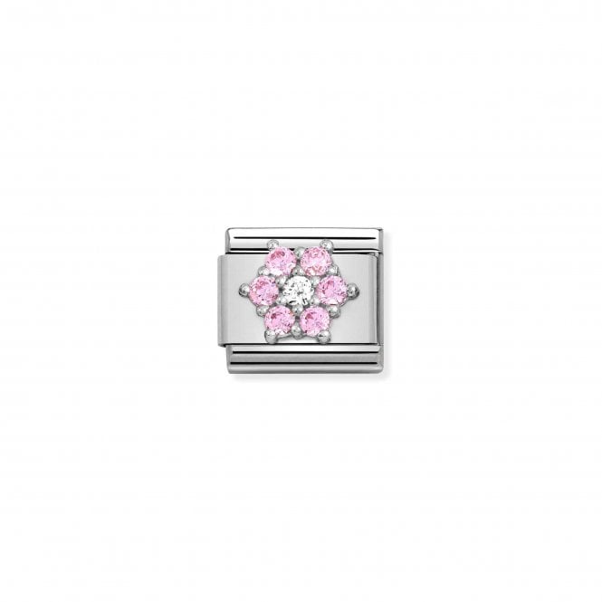 NOMINATION ITALY Classic Silver & Pink CZ Flower Charm