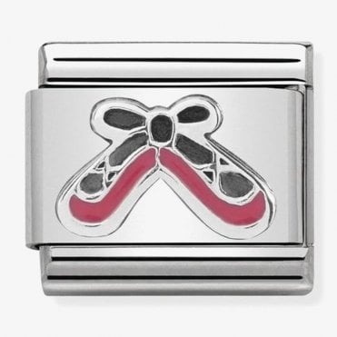 Classic Silver Pink Enamel Pink Dance Shoes Charm