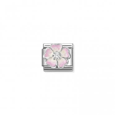 Classic Silver Pink Fade Flower Charm