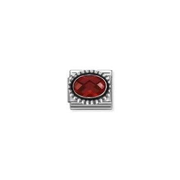 Classic Silver Red CZ Beaded Setting Charm