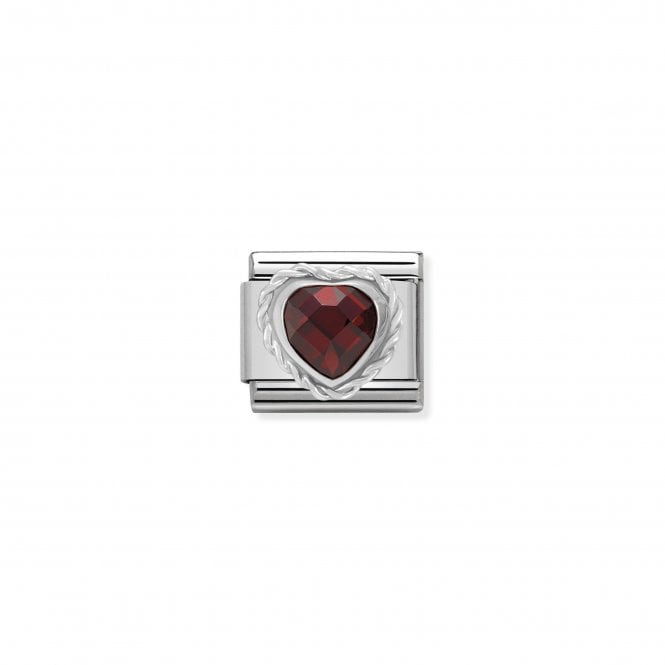 NOMINATION ITALY Classic Silver Red CZ Heart Stone Charm