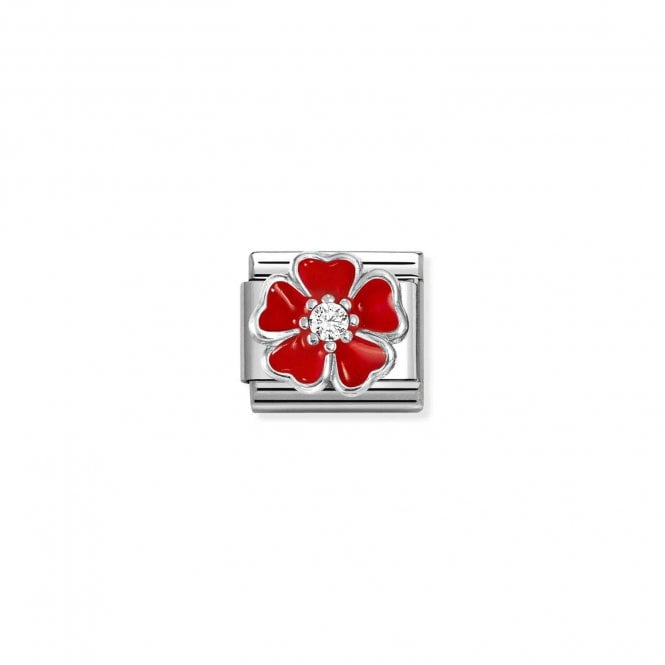 NOMINATION ITALY Classic Silver Red Flower Charm