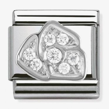 Classic Silver Rose with CZ Charm