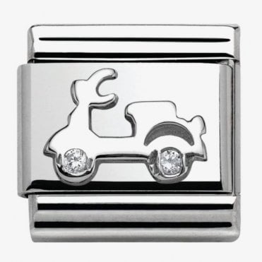 Classic Silver Scooter with CZ Charm