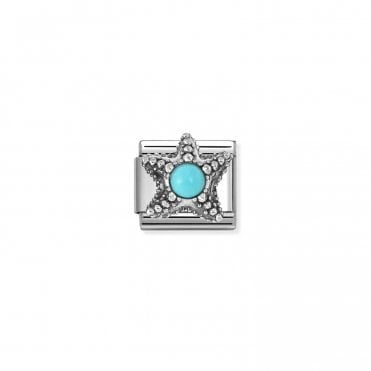 Classic Silver Turquoise Starfish Charm