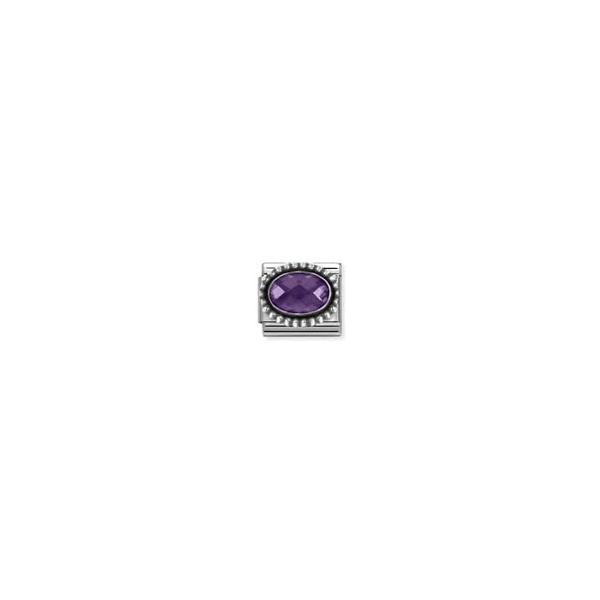NOMINATION ITALY Classic Silver Violet CZ Beaded Setting Charm