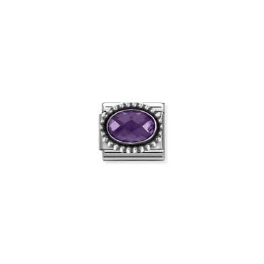 Classic Silver Violet CZ Beaded Setting Charm