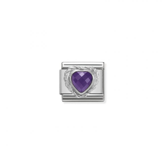 NOMINATION ITALY Classic Silver Violet CZ Heart Stone Charm