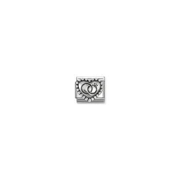 Classic Silver Wedding Rings Heart Charm