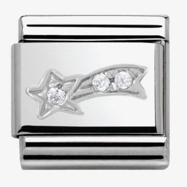 Classic Silver White Comet with CZ Charm