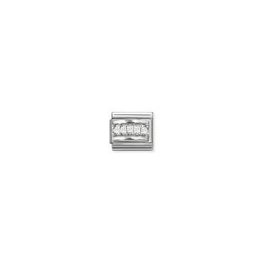 Classic Silver White CZ Band Charm