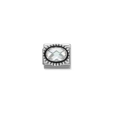 Classic Silver White CZ Beaded Setting Charm