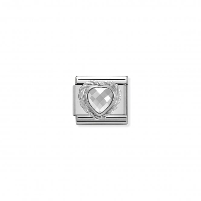 NOMINATION ITALY Classic Silver White CZ Heart Stone Charm