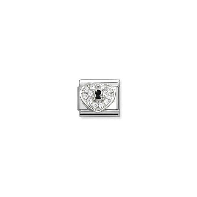 NOMINATION ITALY Classic Silver White CZ Heart with Keyhole Charm