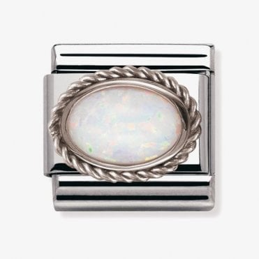 Classic Silver White Opal Charm