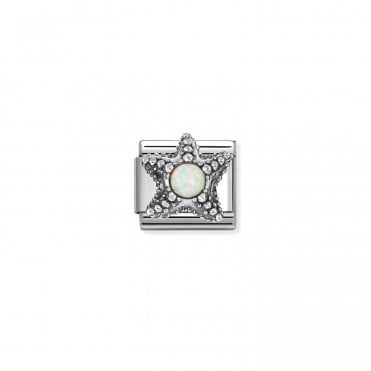 Classic Silver White Opal Starfish Charm