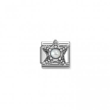Classic Silver White Pearl Starfish Charm