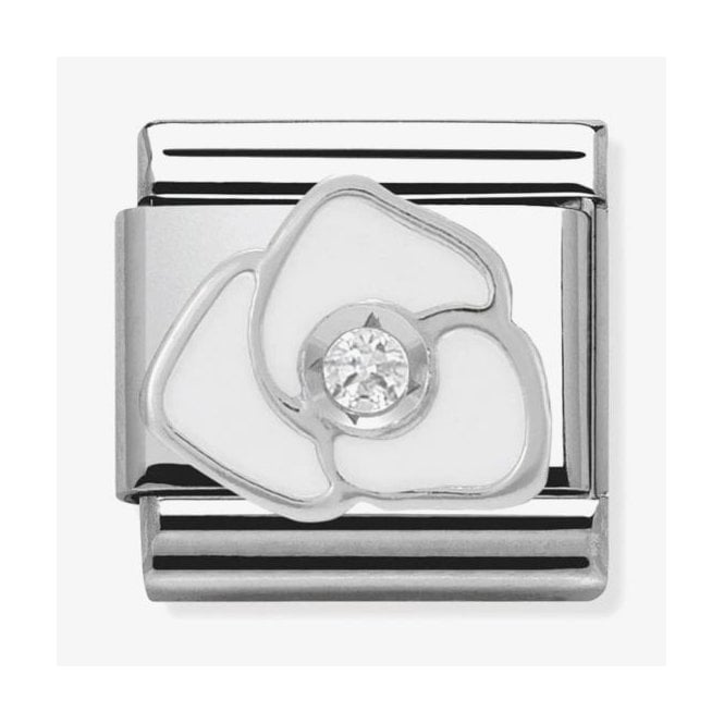 NOMINATION ITALY Classic Silver White Rose with CZ Charm