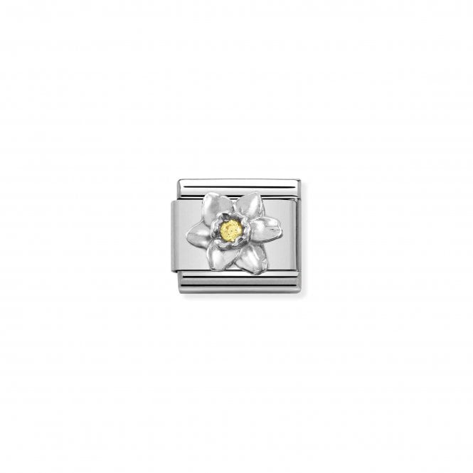 NOMINATION ITALY Classic Silver & Yellow CZ Daffodil Charm