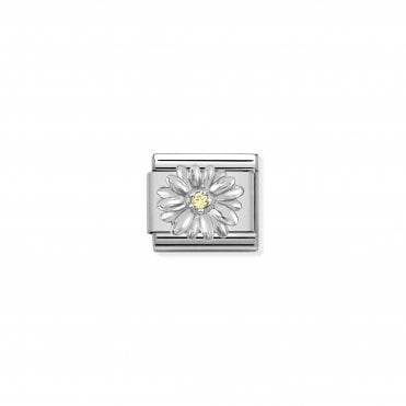 Classic Silver & Yellow CZ Daisy Charm