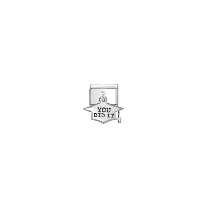 NOMINATION ITALY Classic Silver 'You Did It' Graduation Hat Pendant Charm