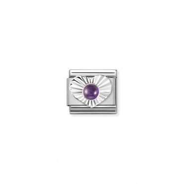 Classic Silvershine & Amethyst Heart Charm
