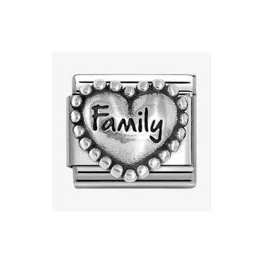 Classic Silvershine Beaded Heart Family Charm