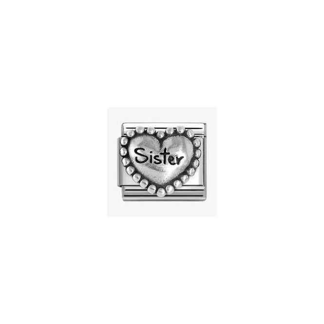 NOMINATION ITALY Classic Silvershine Beaded Heart Sister Charm