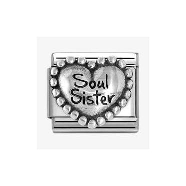 Classic Silvershine Beaded Heart Soul Sister Charm