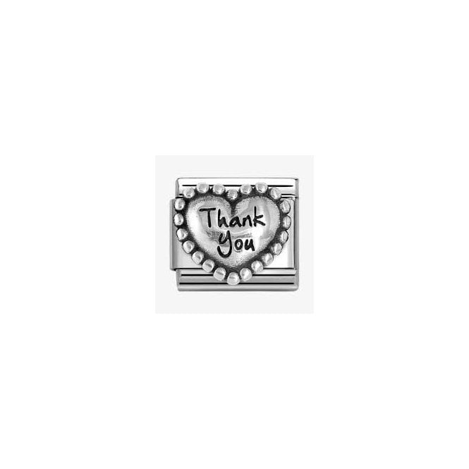 NOMINATION ITALY Classic Silvershine Beaded Heart Thank You Charm