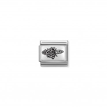 Classic Silvershine Bee with Flowers Charm