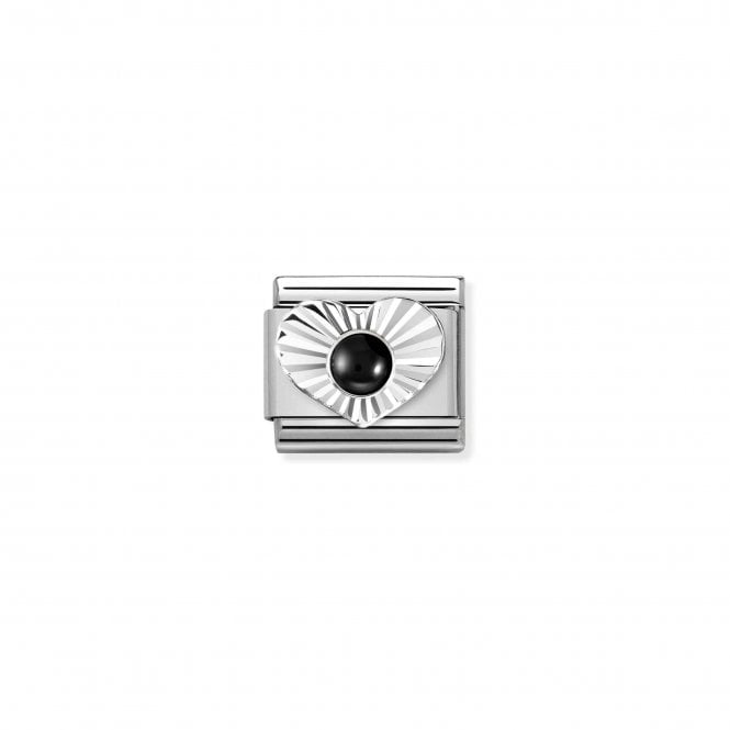 NOMINATION ITALY Classic Silvershine & Black Agate Heart Charm
