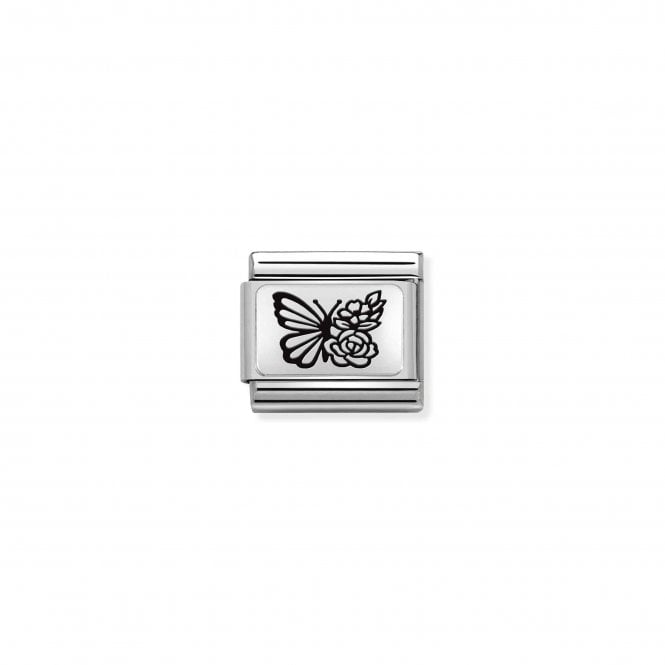 NOMINATION ITALY Classic Silvershine Butterfly with Flowers Charm