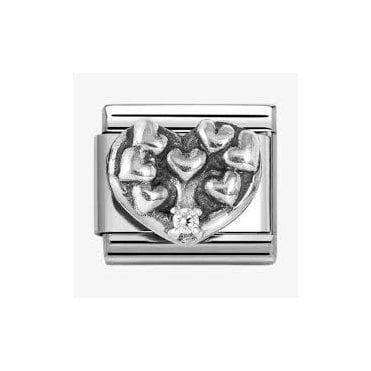 Classic Silvershine CZ Tree Of Life Heart Charm