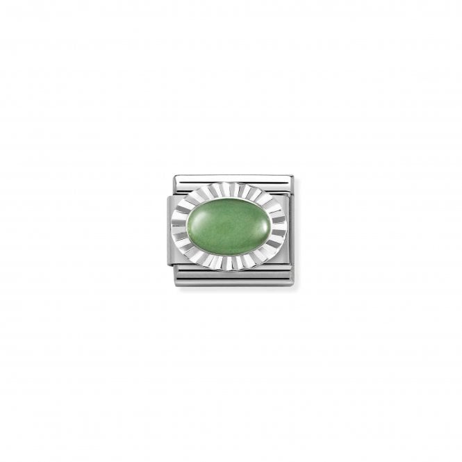 NOMINATION ITALY Classic Silvershine & Green Avventurina Oval Charm