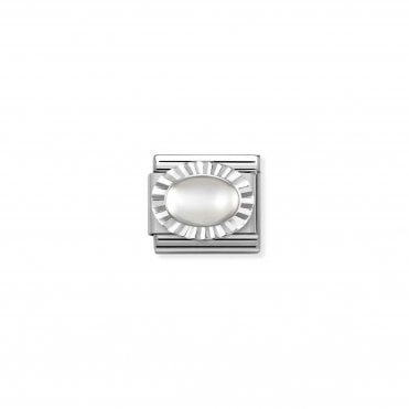 Classic Silvershine & Moon Stone Oval Charm