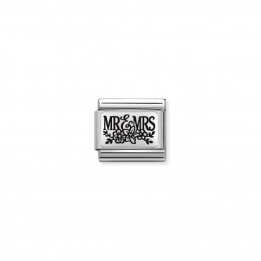 Classic Silvershine Mr & Mrs with Flowers Charm