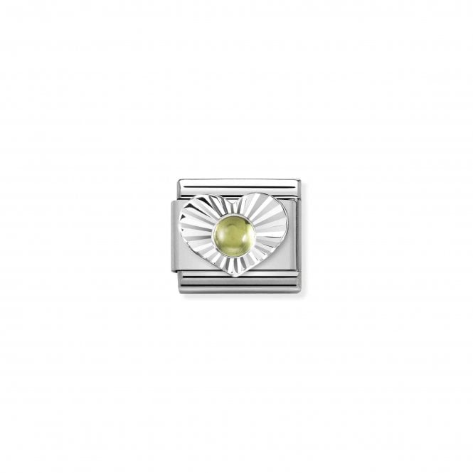 NOMINATION ITALY Classic Silvershine & Peridot Heart Charm