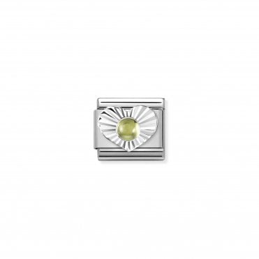 Classic Silvershine & Peridot Heart Charm