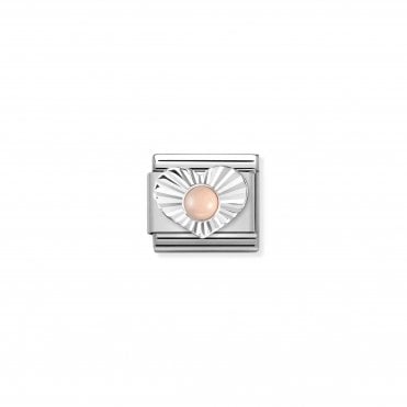 Classic Silvershine & Pink Coral Heart Charm