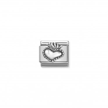 Classic Silvershine Sacred Heart Charm