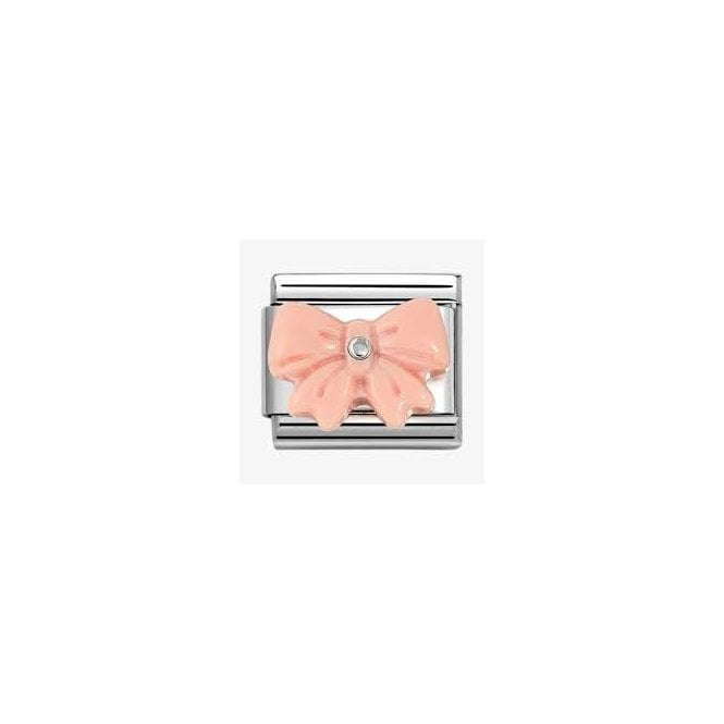 NOMINATION ITALY Classic Silvershine Synthetic Pink Bow Stone Charm