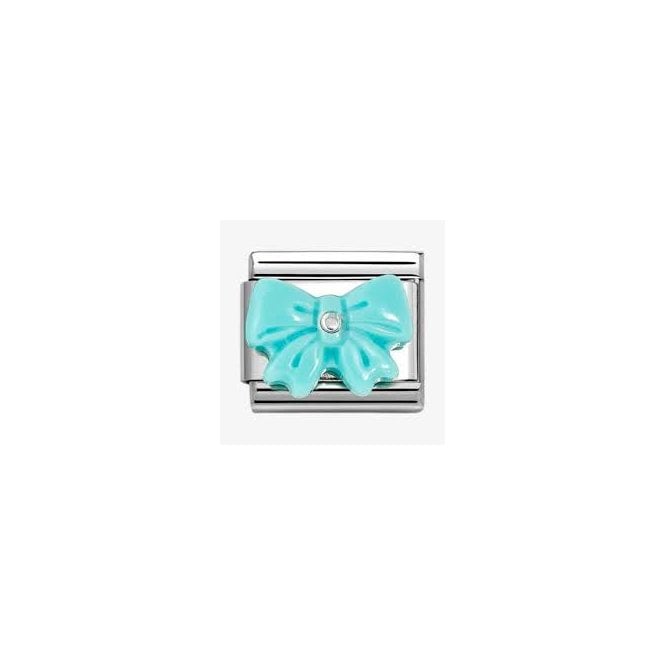 NOMINATION ITALY Classic Silvershine Synthetic Turquoise Bow Stone Charm