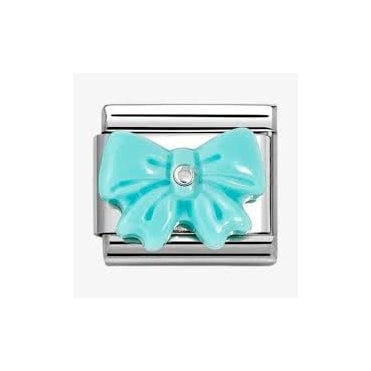 Classic Silvershine Synthetic Turquoise Bow Stone Charm