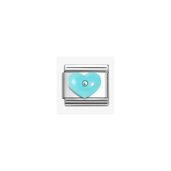 NOMINATION ITALY Classic Silvershine Synthetic Turquoise Heart Stone Charm