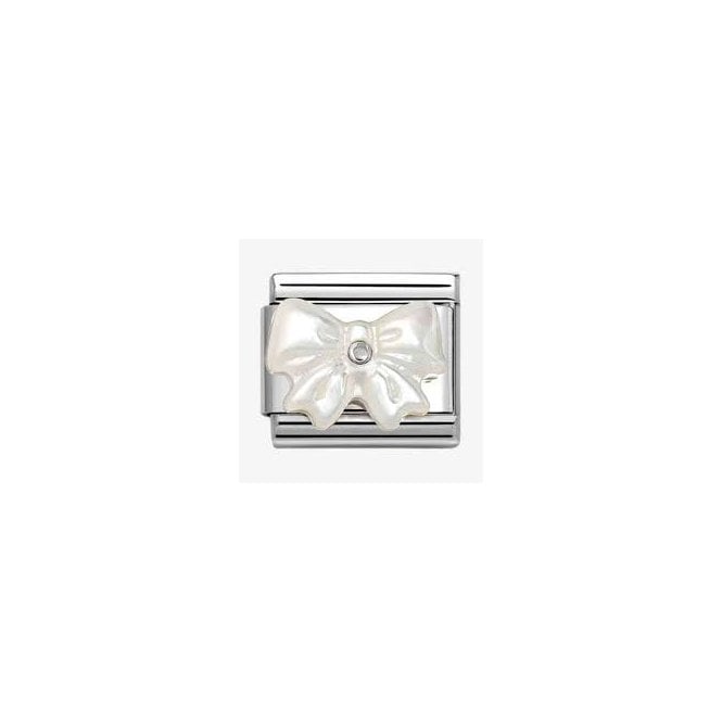 NOMINATION ITALY Classic Silvershine White Mother Of Pearl Bow Stone Charm