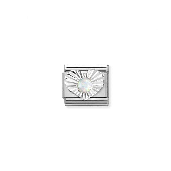 NOMINATION ITALY Classic Silvershine & White Opal Heart Charm