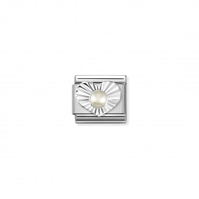 NOMINATION ITALY Classic Silvershine & White Pearl Heart Charm