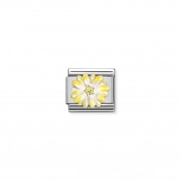 Classic Silvershine Yellow Enamel Flower with Yellow CZ Charm.